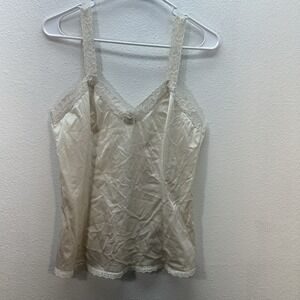 Vintage Y2K Babydoll Satin Lace Camisole Top Ivory Feminine Dainty Fairy Size 34
